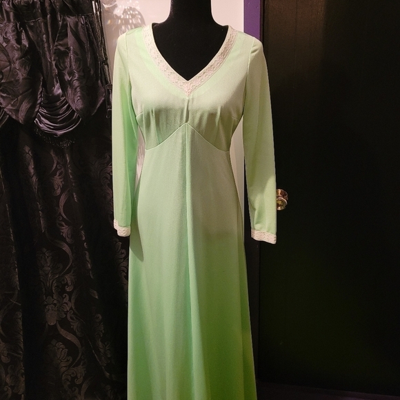 1960's flower power hippie boho maxi dress lace and textured fabric - Picture 3 of 4